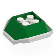 Brick Wedged, Sloped 4 x 4 with White Underside Pattern (Koopa Troopa Shell) (Green)