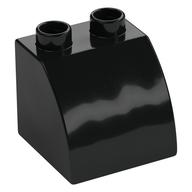 Duplo Brick 2 x 2 x 1 1/2 with Curved Top (Black)