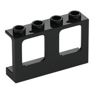 Window 1 x 4 x 2 Plane, Hollow Studs, Single Hole Top and Bottom for Glass (Black)