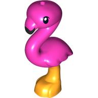 Animal, Bird, Flamingo with Orange Leg, Black Eyes and Beak (Dark Pink)