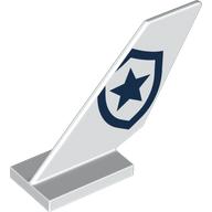 Tail Shuttle with Dark Blue Police Badge, Star Print (White)