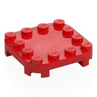 Plate Round Corners 4 x 4 x 2/3 Circle with Reduced Knobs (Red)