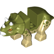 Animal, Dinosaur, Triceratops, Baby, Tan Underside, Olive Green Spots Print (Olive Green)
