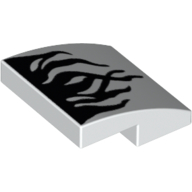 Brick Curved 2 x 2 x 2/3 with Black Tentacles Print (White)