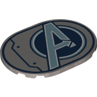 Tile Round 6 x 8 with Avengers 'A' Logo Print (Flat Silver)