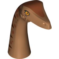 Animal Body Part, Dinosaur, Gallimimus Head, Dark Orange Spots Print (Medium Nougat)