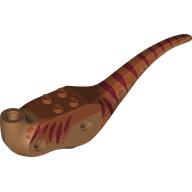 Animal Body Part, Dinosaur, Gallimimus Body with Dark Orange Top with Dark Red Stripes Print (Medium Nougat)