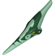 Animal Body Part, Dinosaur, Pteranodon Head with Eyes and Dark Green Stripes Print (Sand Green)