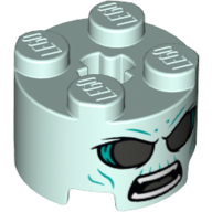 Brick Round 2 x 2 with Axle Hole with Ghost Face Print (Light Aqua)
