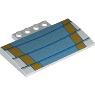 Brick Curved 5 x 8 x 2/3 with Medium Blue/Gold Stairs Print (White)