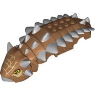 Animal Body Part, Dinosaur, Ankylosaurus Body, Top Half with Silver Spikes, Tan Bridle Print (Medium Nougat)