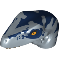 Animal Body Part, Dinosaur, Raptor Head with Yellow Eyes, Dark Blue Stripes (Sand Blue)