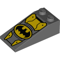 Brick Sloped 18° 4 x 2 with Batman Logo Print (Dark Bluish Gray)