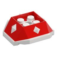 Brick Wedged, Sloped 4 x 4 with Diamond Spikes with White Underside Pattern (Red)