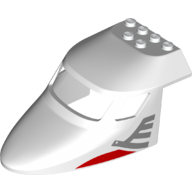 Aircraft Fuselage Curved Forward 6 x 10 Top with Metallic Silver/ Red Print (White)