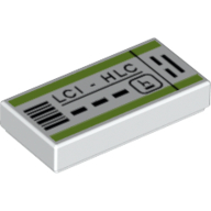 Tile 1 x 2 with Flight Ticket Print (White)
