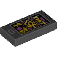 Tile 1 x 2 with Smart Phone and Target Over Yellow Ghost Print (Black)