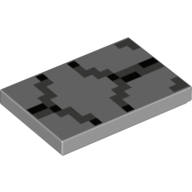Tile 2 x 3 with Pixelated Dark Bluish Gray and Black Squares Print (Light Bluish Gray)