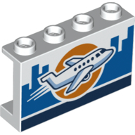 Panel 1 x 4 x 2 with Airplane Print (White)