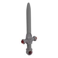 Weapon Sword with Bat, Trans Red Jewels Pattern (Sword of Gryffindor) (Flat Silver)