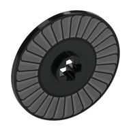 Technic Disc 3 x 3 with Light Bluish Grey Lines Print (Fan Blades) (Black)