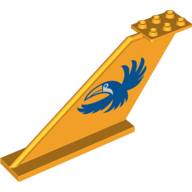 Tail 12 x 2 x 5 with Blue Cockatoo Print (Bright Light Orange)