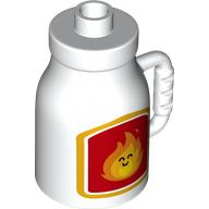 Duplo Milk Bottle with Handle and Fire Print (White)