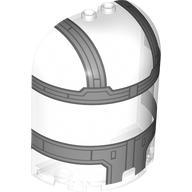 Cylinder Half 3 x 6 x 6 Closed on Top with 2 Studs with Cockpit Print (Razor Crest) (Trans-Clear)