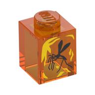 Brick 1 x 1 with Mosquito Print (Trans-Orange)