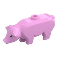 Animal, Pig, Large with Black Eyes and White Pupils Print (Bright Pink)