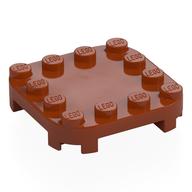 Plate Round Corners 4 x 4 x 2/3 Circle with Reduced Knobs (Dark Orange)