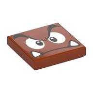 Tile 2 x 2 with Goomba Face with Low Furrowed Brow Print (Dark Orange)