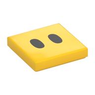 Tile 2 x 2 with Two Black Ovals (Lava Bubble Eyes) Print (Yellow)