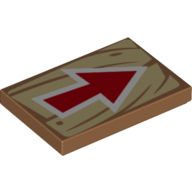 Tile 2 x 3 with Red Arrow on Wooden Background Print (Medium Nougat)