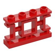 Fence 1 x 4 x 2 Ornamental Asian Lattice Square with 4 Studs (Red)