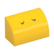 Brick Curved 1 x 2 x 1 No Studs with Medium Nougat Lines (Koopa Troopa Nostrils) Print (Yellow)