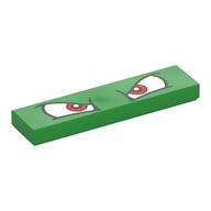 Tile 1 x 4 with Red Eyes (Bowser) Print (Bright Green)