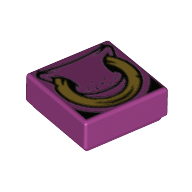 Tile 1 x 1 with Bull Nose, Gold Ring Print (Magenta)
