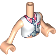 Minidoll Torso Girl with White Top, Light Aqua Trim, Coral Collar, Light Nougat Arms And Hands (Light Nougat)