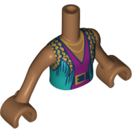 Minidoll Torso Girl with Dark Turquoise Jacket, Magenta Shirt, Dark Blue Trim, Belt Print, Medium Nougat Arms and Hands (Medium Nougat)