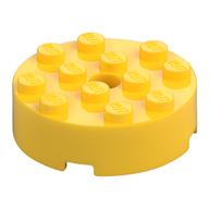Brick Round 4 x 4 Centre Hole (Yellow)