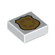 Tile 1 x 1 with Police Badge Print (White)