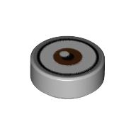 Tile Round 1 x 1 with Reddish Brown Eye, Center Print (Light Bluish Gray)