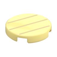 Tile Round 2 x 2 with Three Dark Tan Lines Print (Bright Light Yellow)