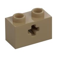 Technic Brick 1 x 2 with Axle Hole Type 1 [+ Opening] and Bottom Pin (Dark Tan)