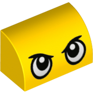Brick Curved 1 x 2 x 1 No Studs with Eyes Print (Yellow)