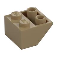 Brick Sloped Inverted 45° 2 x 2 [Ovoid Bottom Pin, Bar-sized Stud Holes] (Dark Tan)