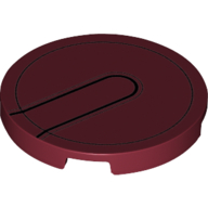 Tile Round 3 x 3 with Black Lines Print (Dark Red)