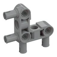 Technic Pin Connector Hub Perpendicular 3 x 3 Bent with 4 Pins (Pin Ridges Along Part) (Light Bluish Gray)
