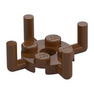 Plate Special Round 2 x 2 with Pin Hole and 4 Bars Up (Reddish Brown)